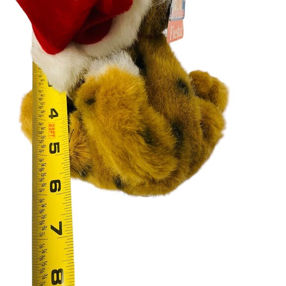 Fiesta Santa Hat Leopard Tiger Plush Voice Activated Soft Cuddly Toys 10" Red Br - Picture 2 of 12